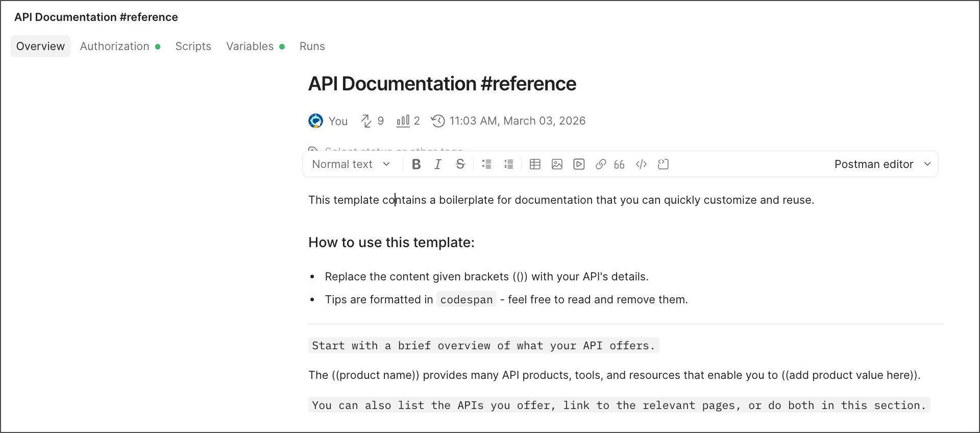 Edit workspace summary and description