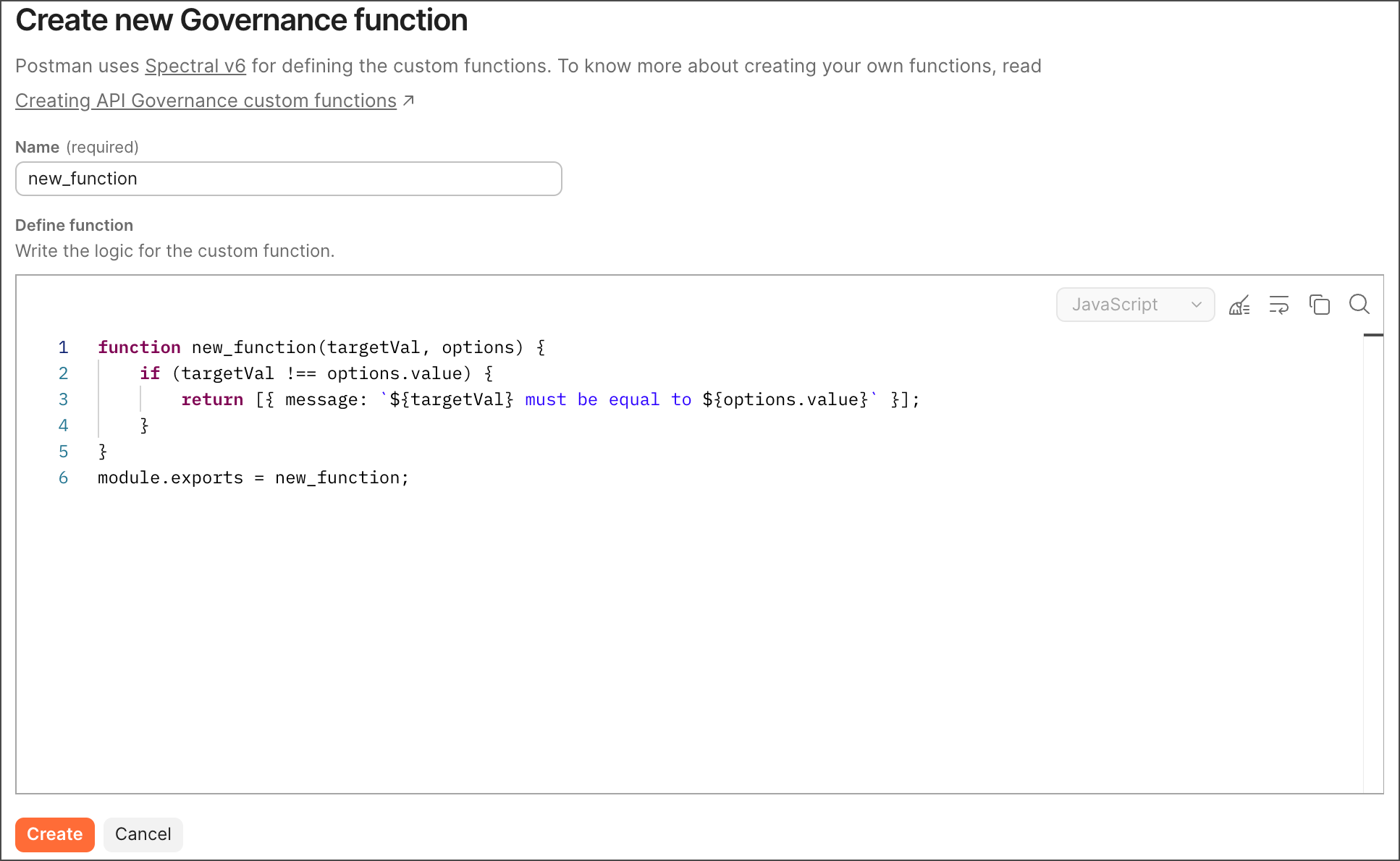 New custom API Governance function