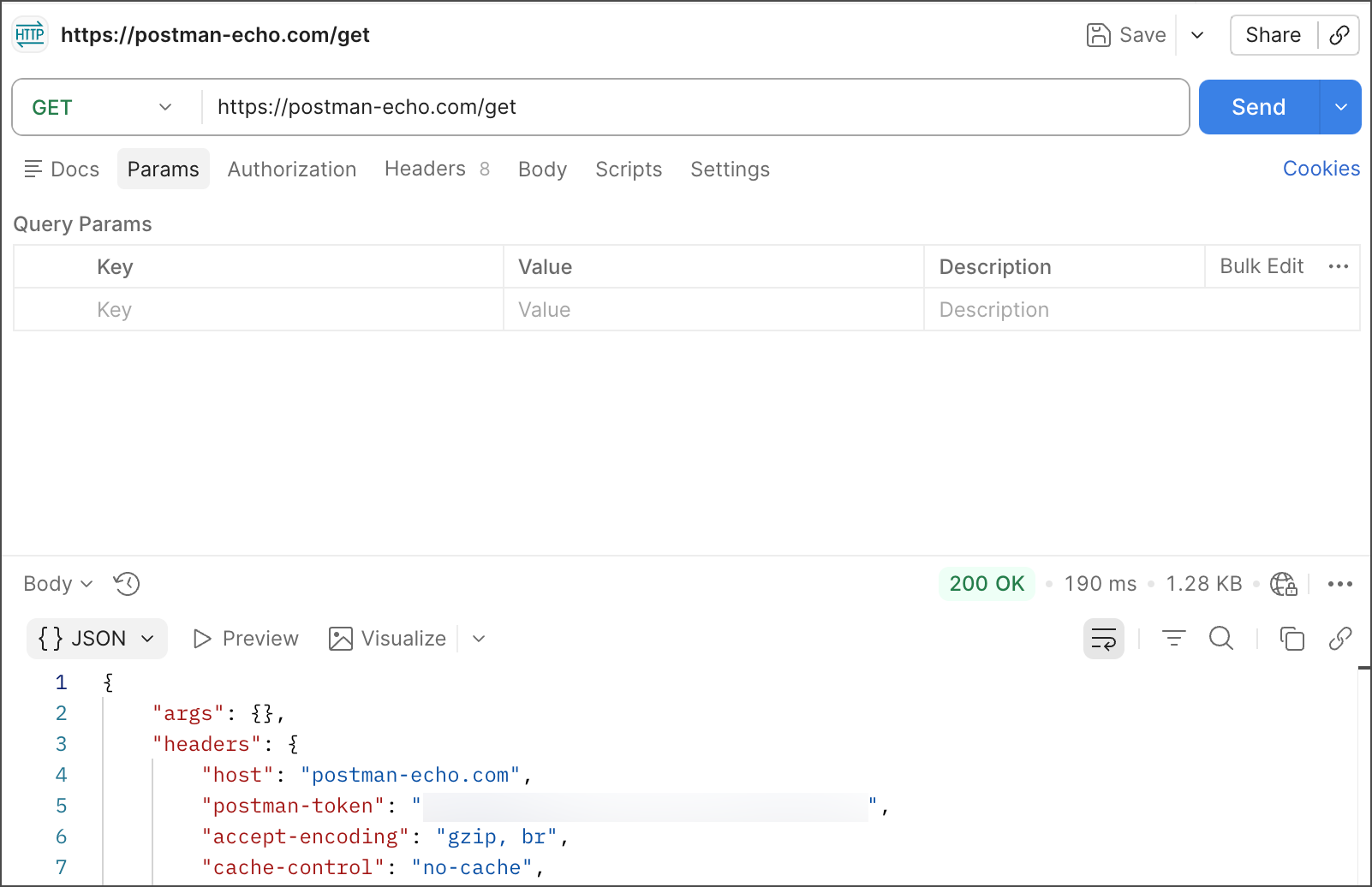 Postman Echo response