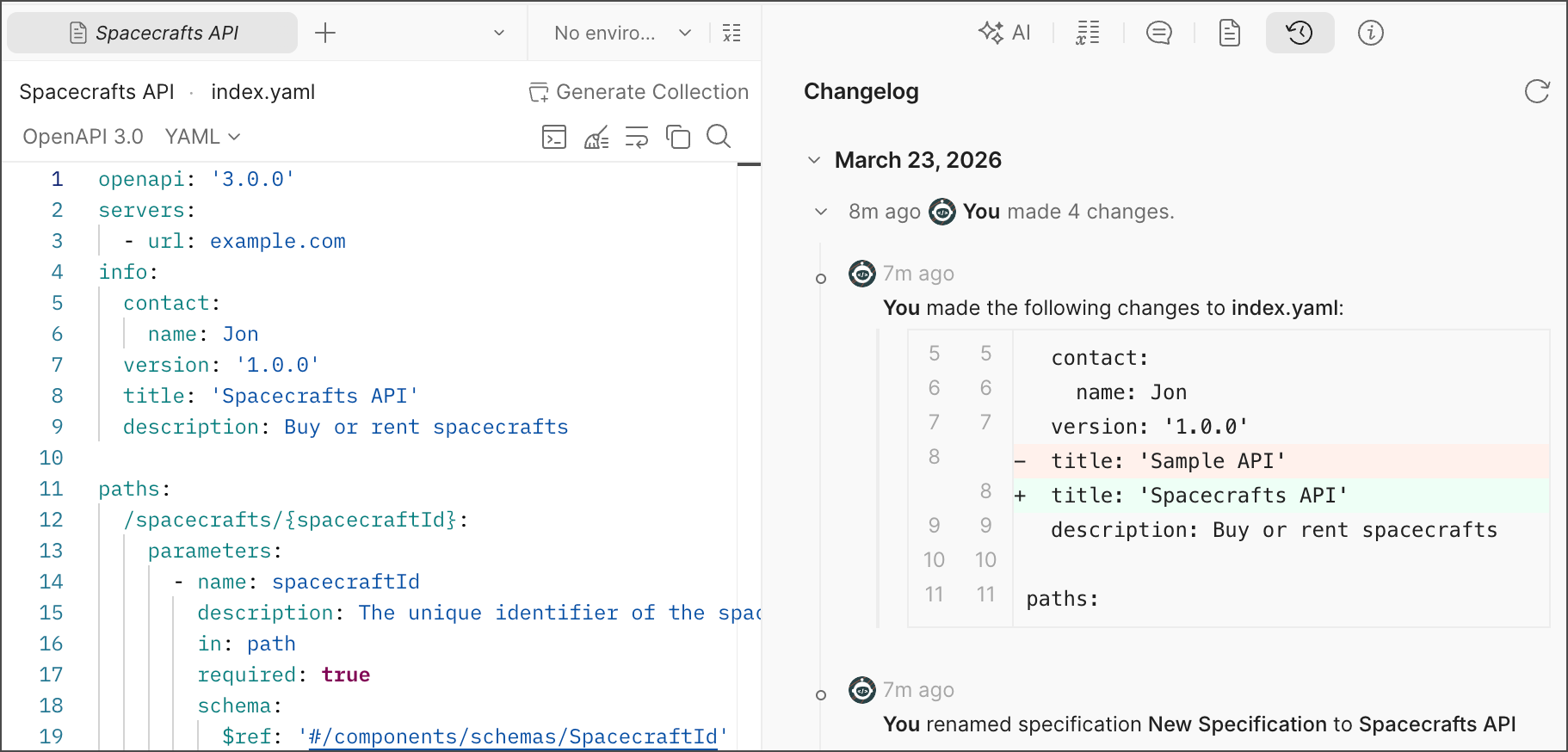 The Spec Hub changelog