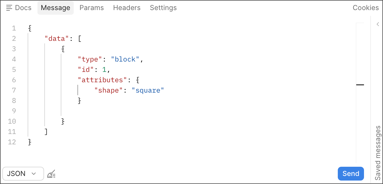 WebSocket message editor