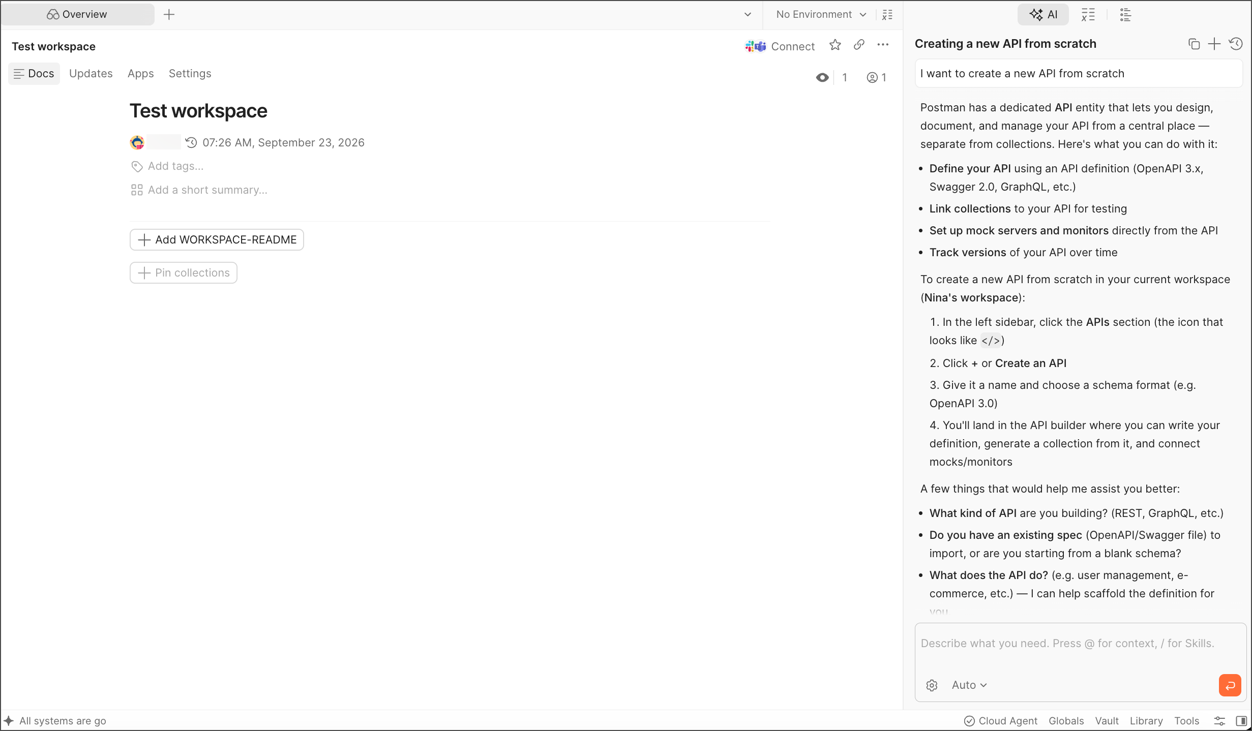 Access Agent Mode from the workspace